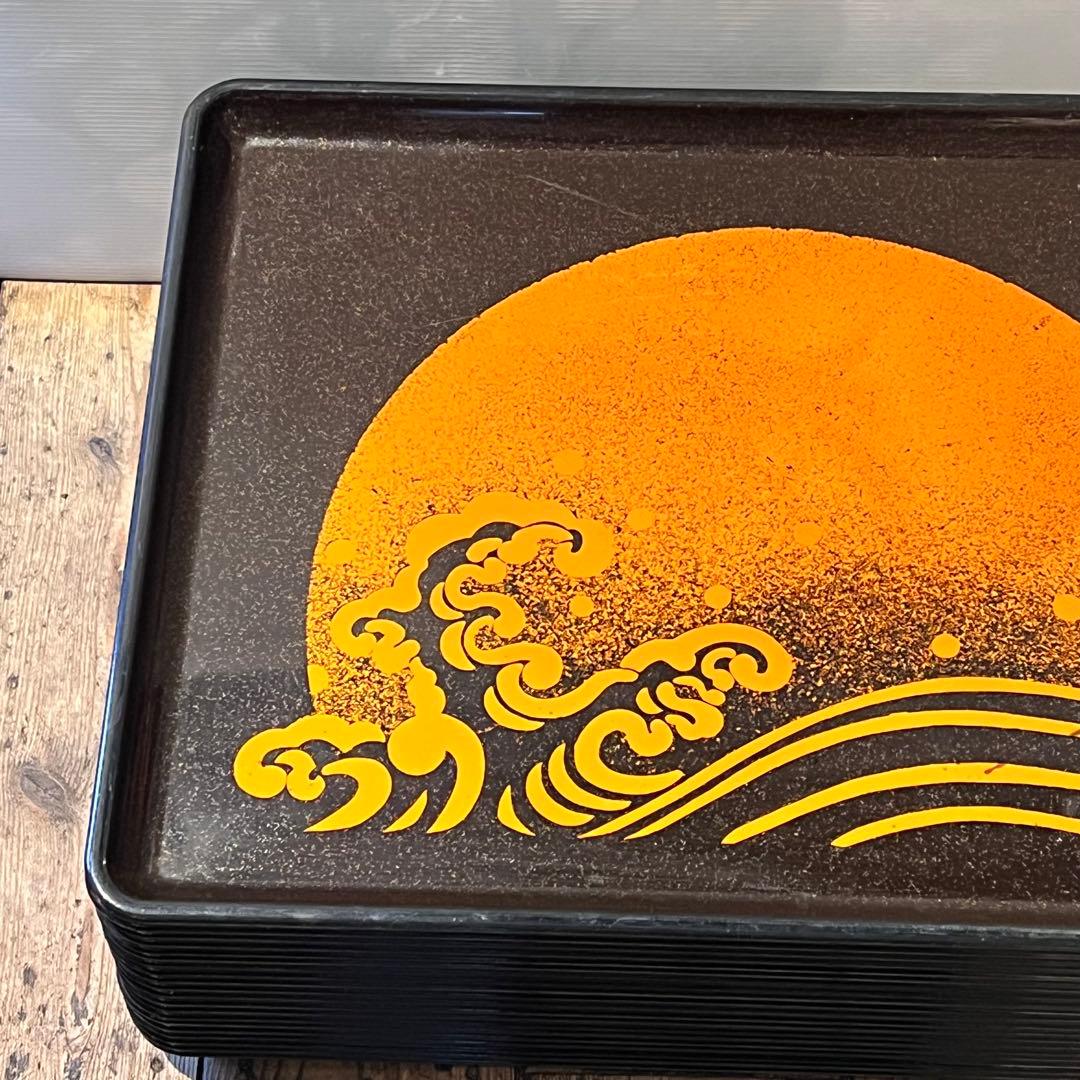 ②波　太陽　月　黒盆　和風　20枚　おまとめ　懐石　旅館　昭和レトロ