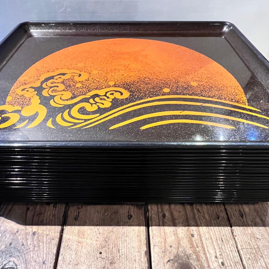 ②波　太陽　月　黒盆　和風　20枚　おまとめ　懐石　旅館　昭和レトロ