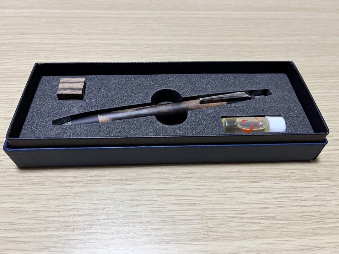 【新品未使用】新型 野原工芸 黒柿 シャーペン シルバー