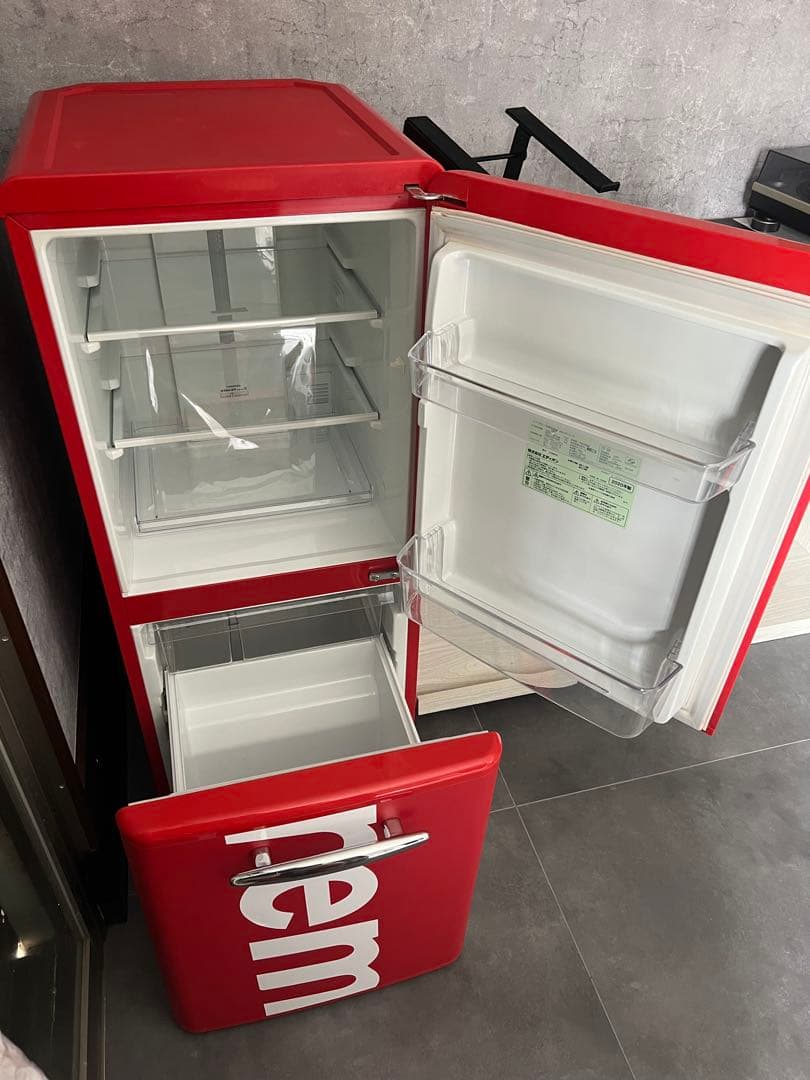 EDION 冷蔵庫Supreme 赤 二段式 お洒落な アメリカン