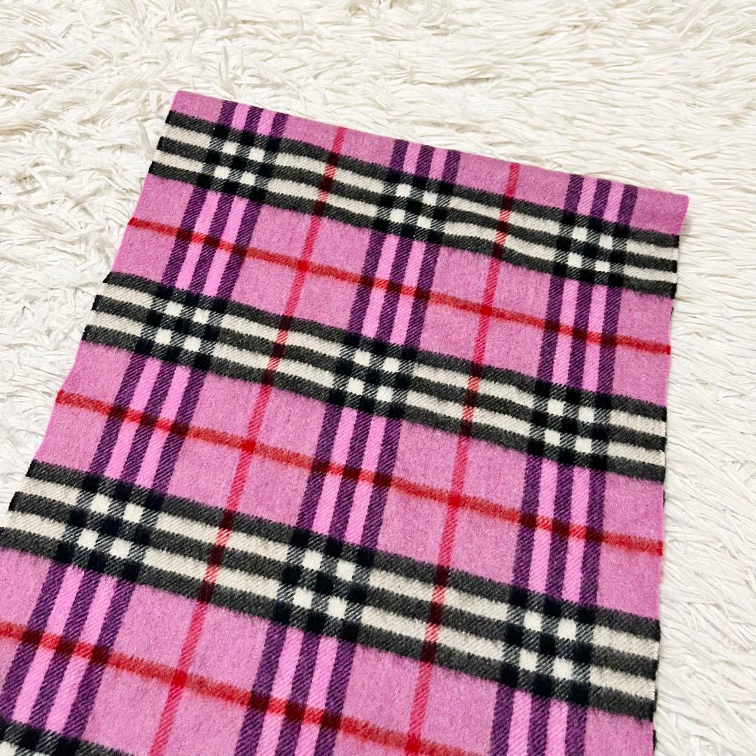 ✨美品✨バーバリーロンドン　マフラー　カシミヤ100%　ノバチェック　ピンク