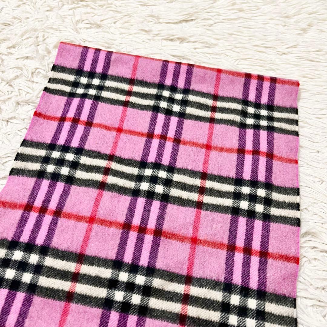 ✨美品✨バーバリーロンドン　マフラー　カシミヤ100%　ノバチェック　ピンク