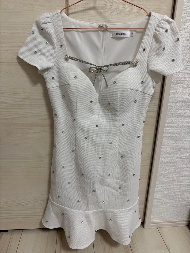 ビジューリボンマーメイドミニドレス/キャバドレス