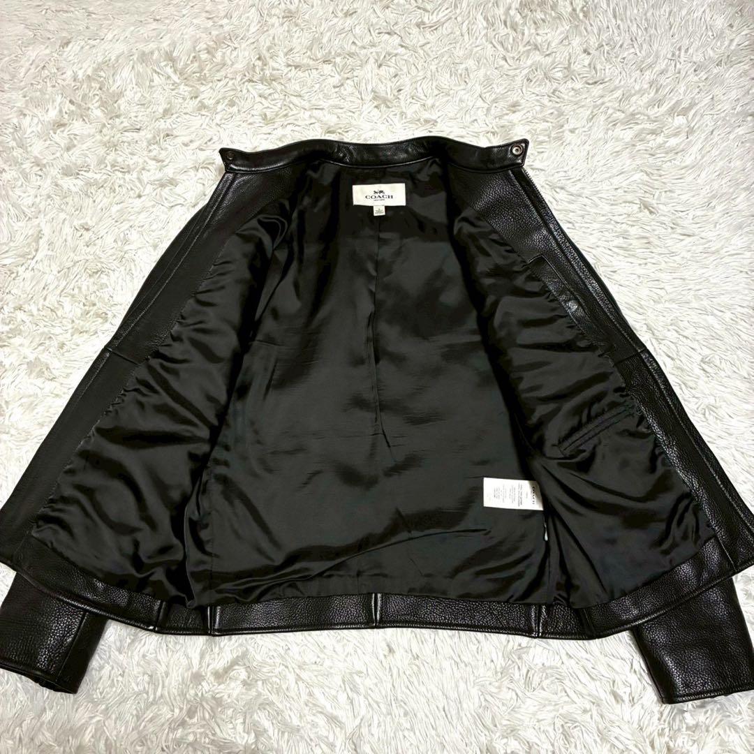 COACH ライダースジャケット　カウレザー　シボ革　M相当　黒　ブラック