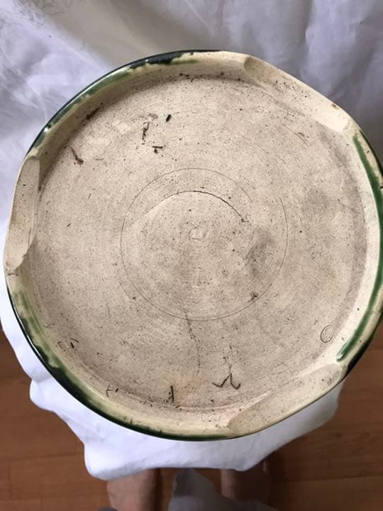 火鉢　在銘織部菊抜き火鉢時代アンティーク大正昭和レトロ古民具鉢カバー茶道具