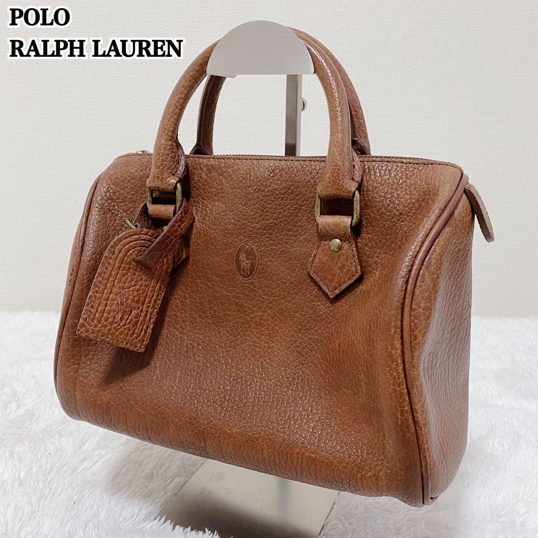 ポロラルフローレン ミニボストンバッグ　ハンドバッグ レザー 本革