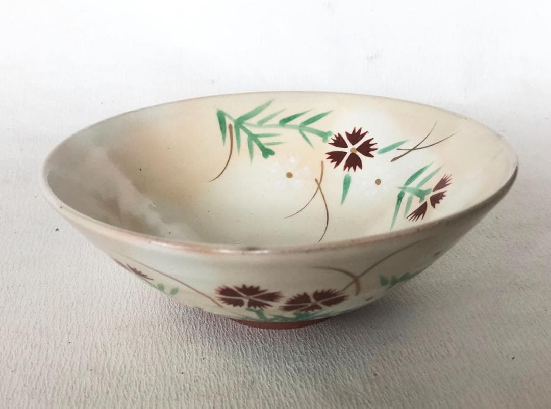 茶道具 抹茶碗 色絵撫子抹茶碗  抹茶茶碗