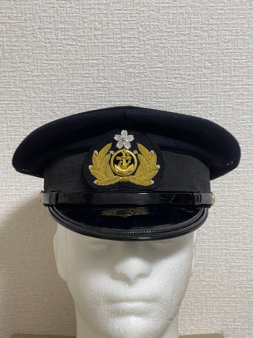 新*線様 大日本帝国海軍 士官軍帽 制帽 58cm 複製品 日覆付 日本軍 未使
