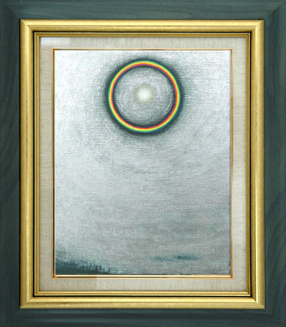 油絵 菅家令子 絵 絵画インテリア額付(白) F3-S102023 風景祈り希望