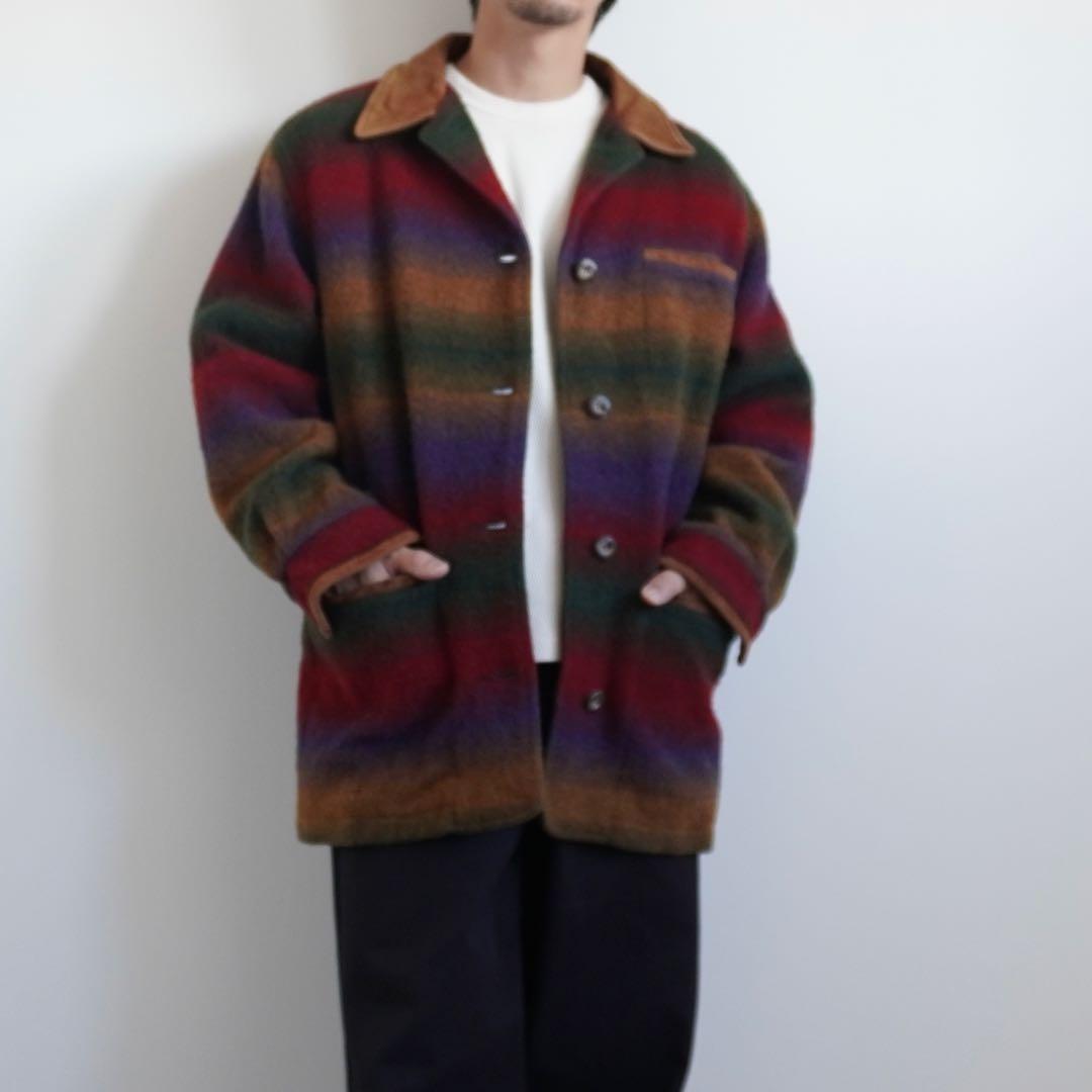 【80s】EddieBauerエディーバウアー ウールブランケットコート黒タグ