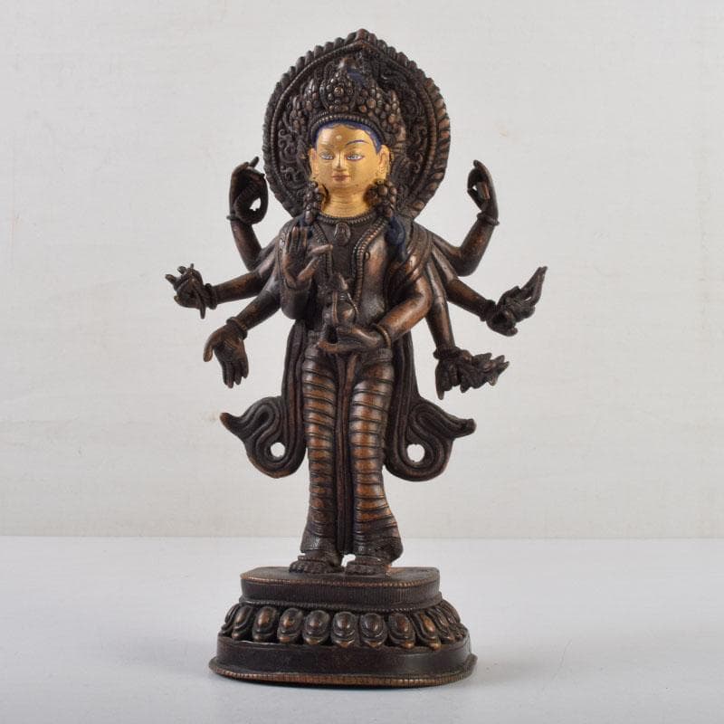 仏教美術　古銅彩色　インド神　ドゥルガー像　仏像　V　8923