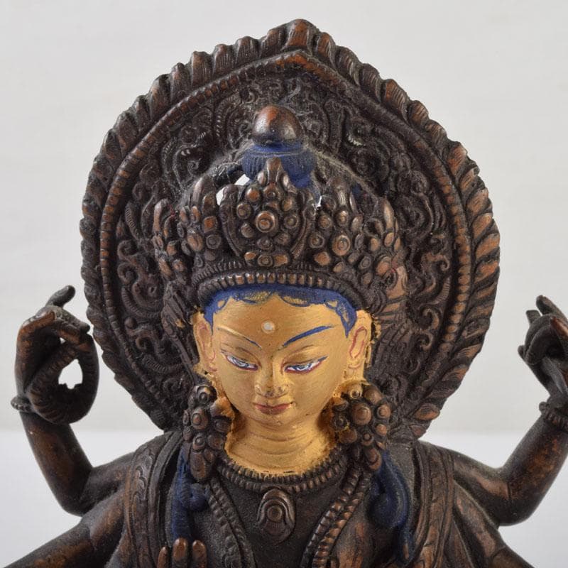 仏教美術　古銅彩色　インド神　ドゥルガー像　仏像　V　8923