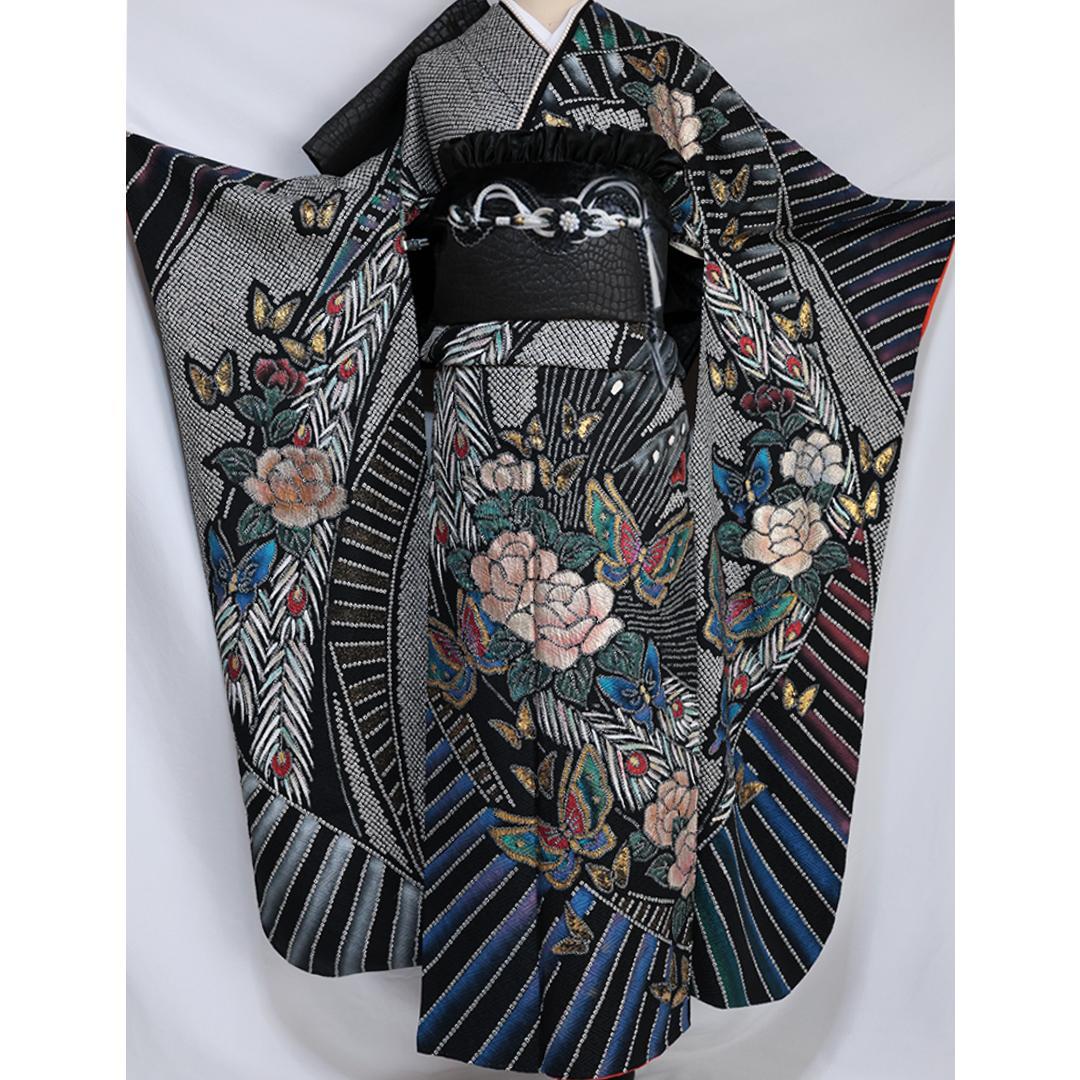 高級総絞り箔振袖単体162.5cmWR56