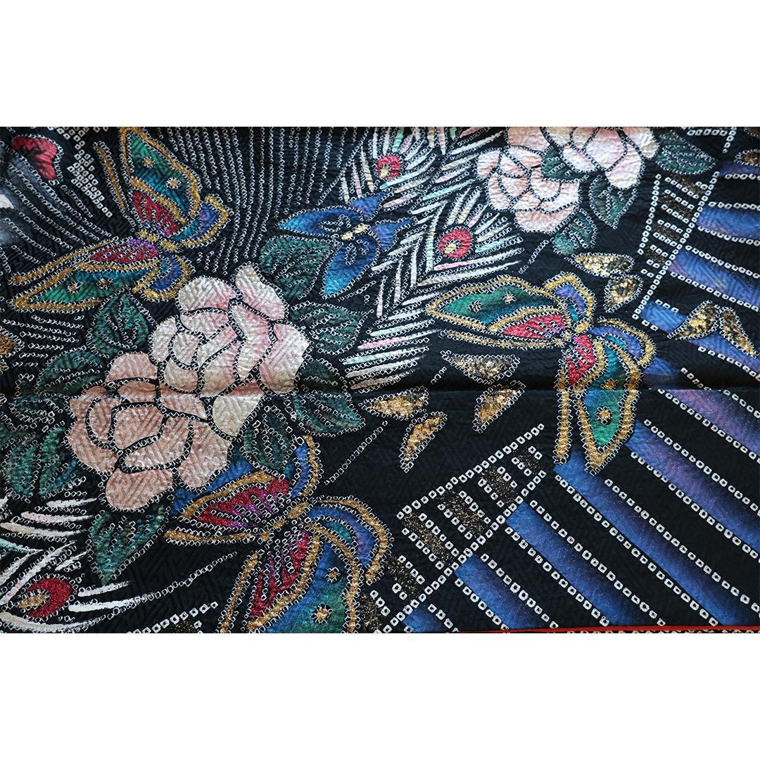 高級総絞り箔振袖単体162.5cmWR56