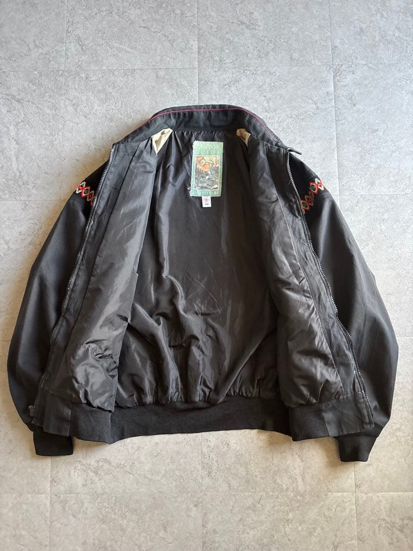 90s USA製 CANYON GUIDE ネイティブ柄ジャケット 短丈ブラック