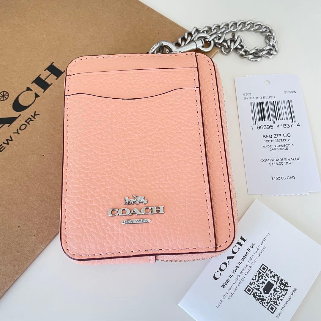 COACH コース　ケース　小銭入れ財布　ブラッシュ　ピンク　パスケース