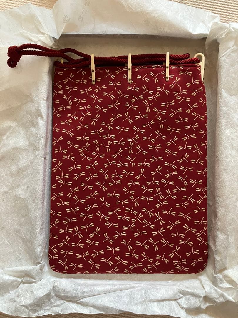 印傳屋 合切袋 赤 トンボ柄 和装用バッグ