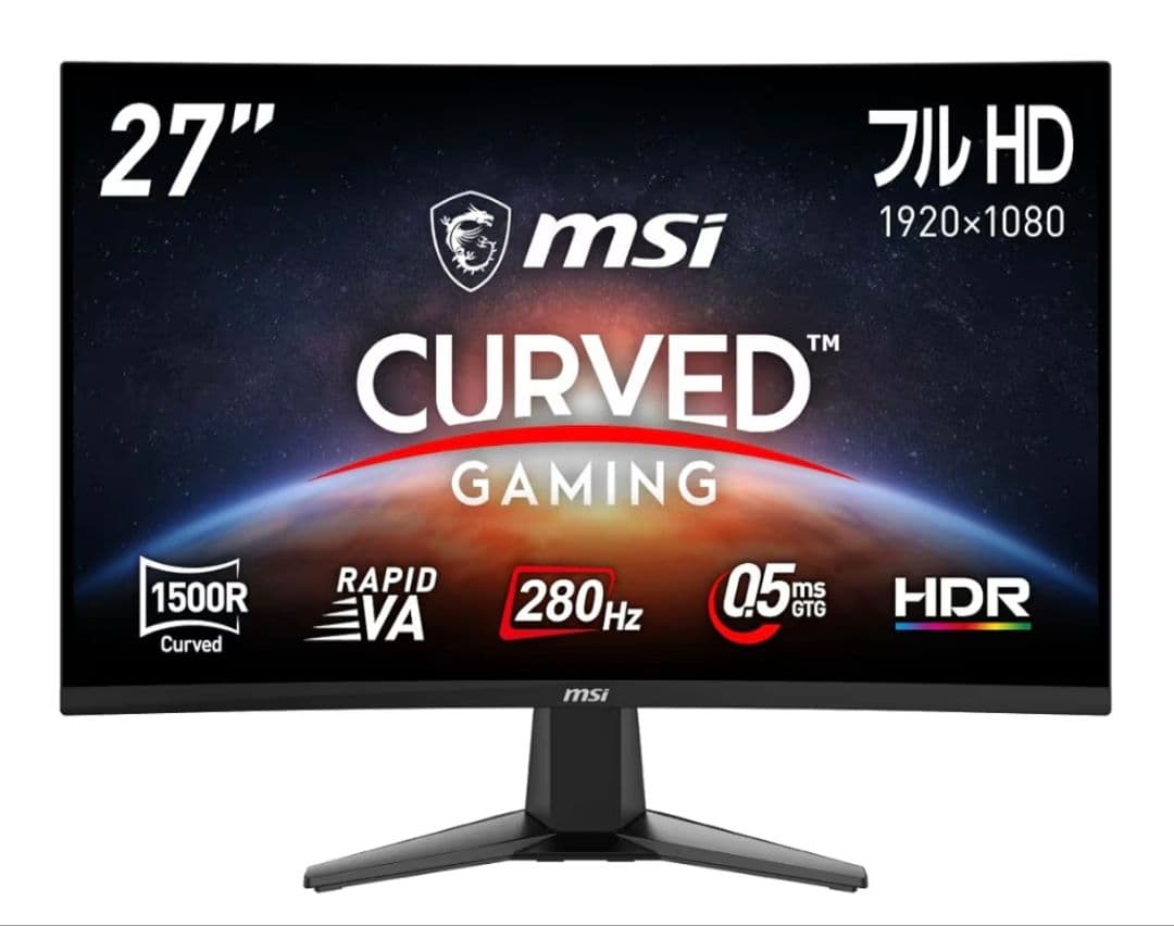 美品中古　MSIフルHD27インチ湾曲ゲーミングモニター　MAG276CXF