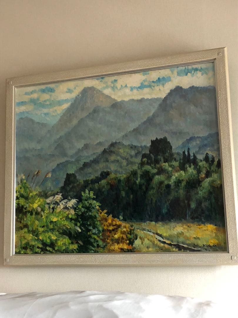 富山の画家・浅井景一作の油彩画　タイトル『焼岳の遠望』サイズF20号　本物