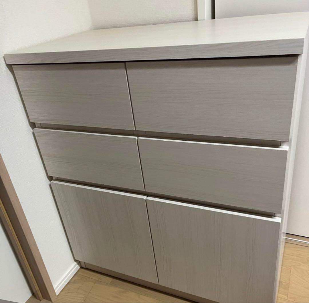 スクエアキャビネット幅70ハイ 引出しタイプ ホワイト