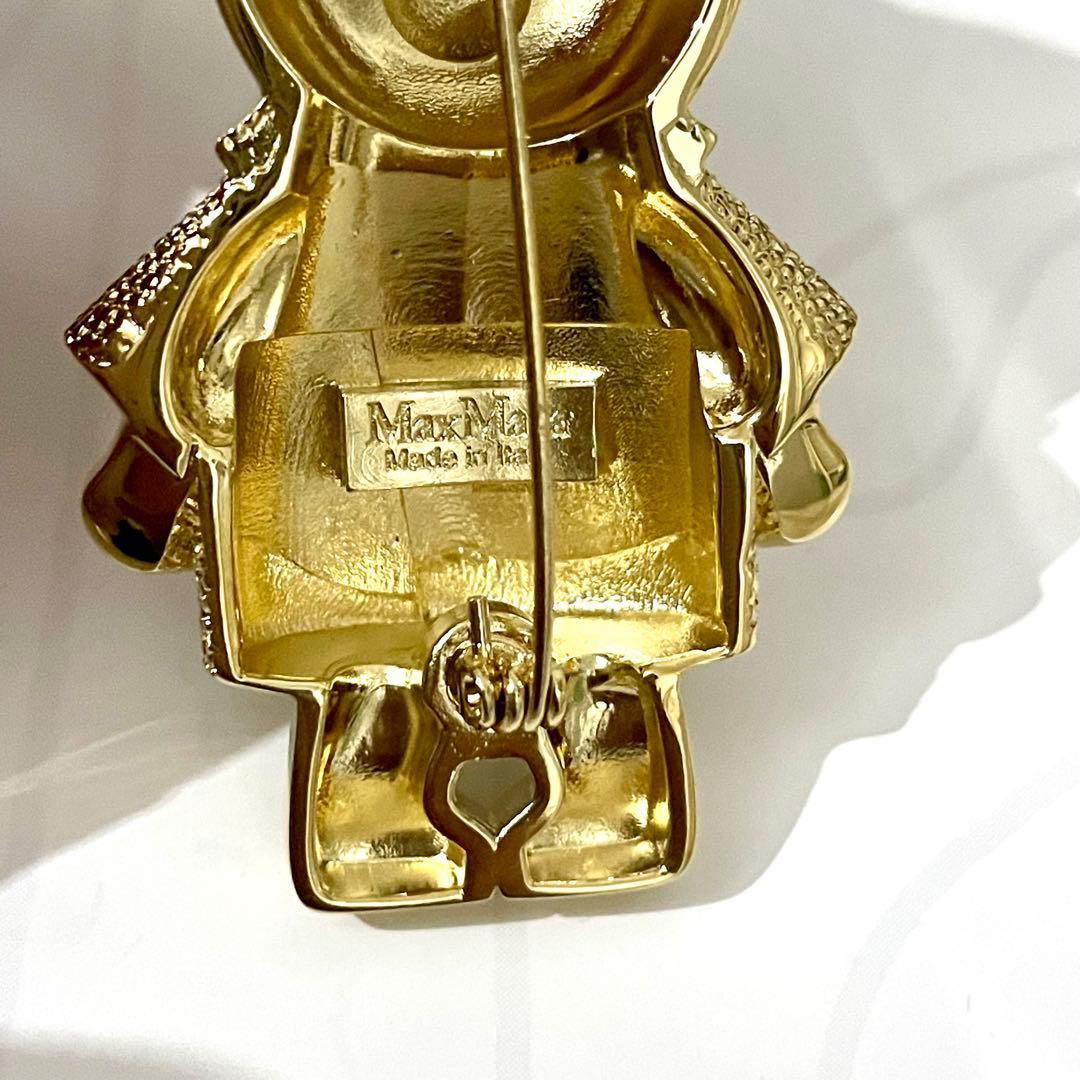 Max mara テディベア x ゴールドコートブローチ