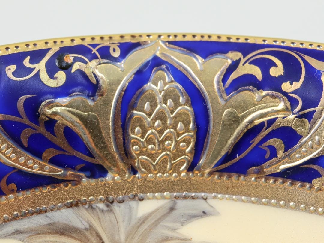 オールドノリタケ 金盛上砂漠風景 ハンドルボウル 手付鉢 飾り鉢