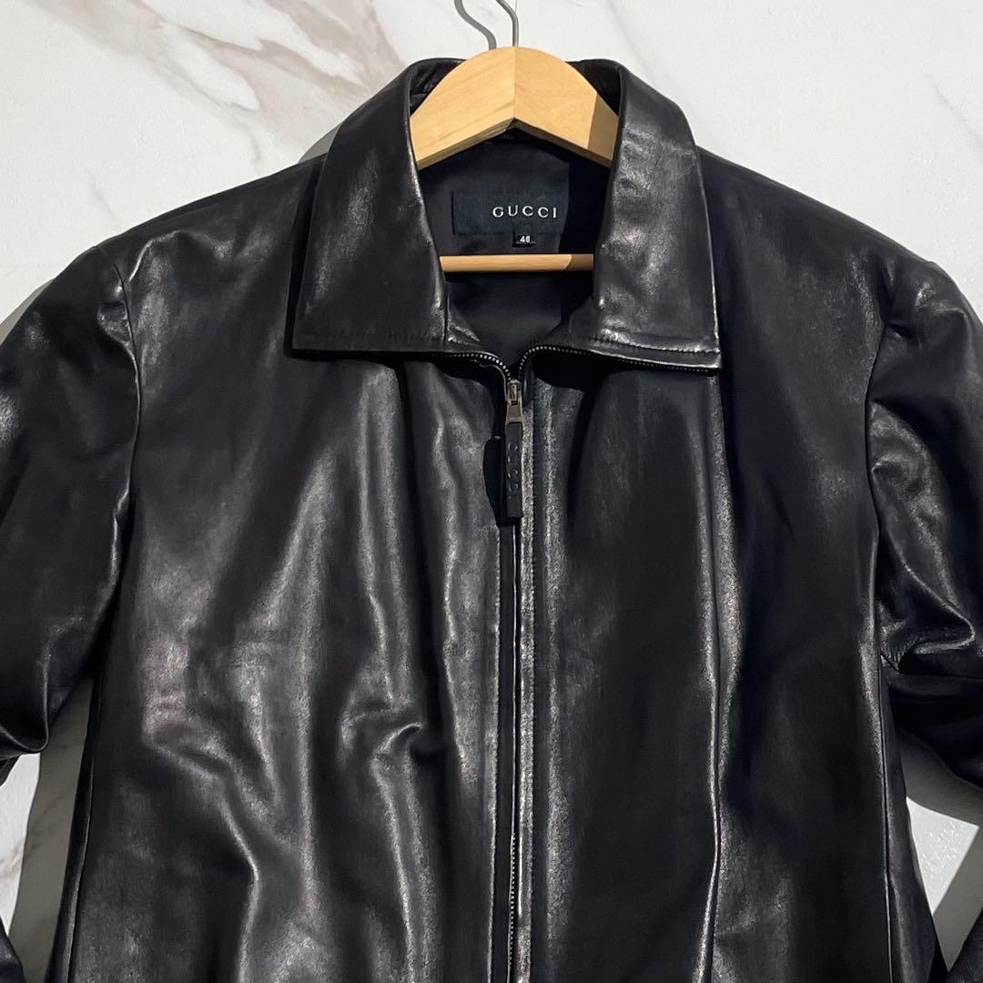 美品 グッチ シングルライダース レザージャケット トムフォード期 46