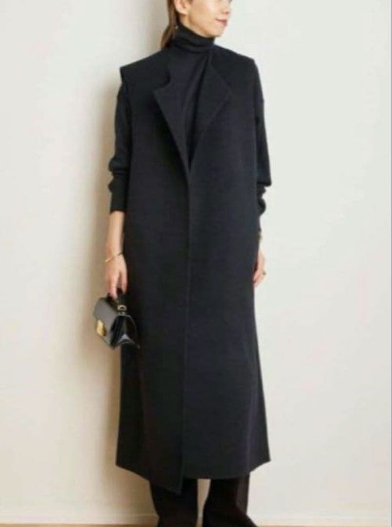 専用美品　Deuxieme Classe ウールアンゴラ ロングベスト　ネイビー