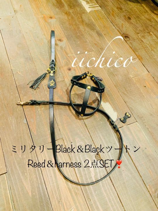 犬用　リード＆ハーネス2点SET❣️ミリタリーBlack＆Blackツートン