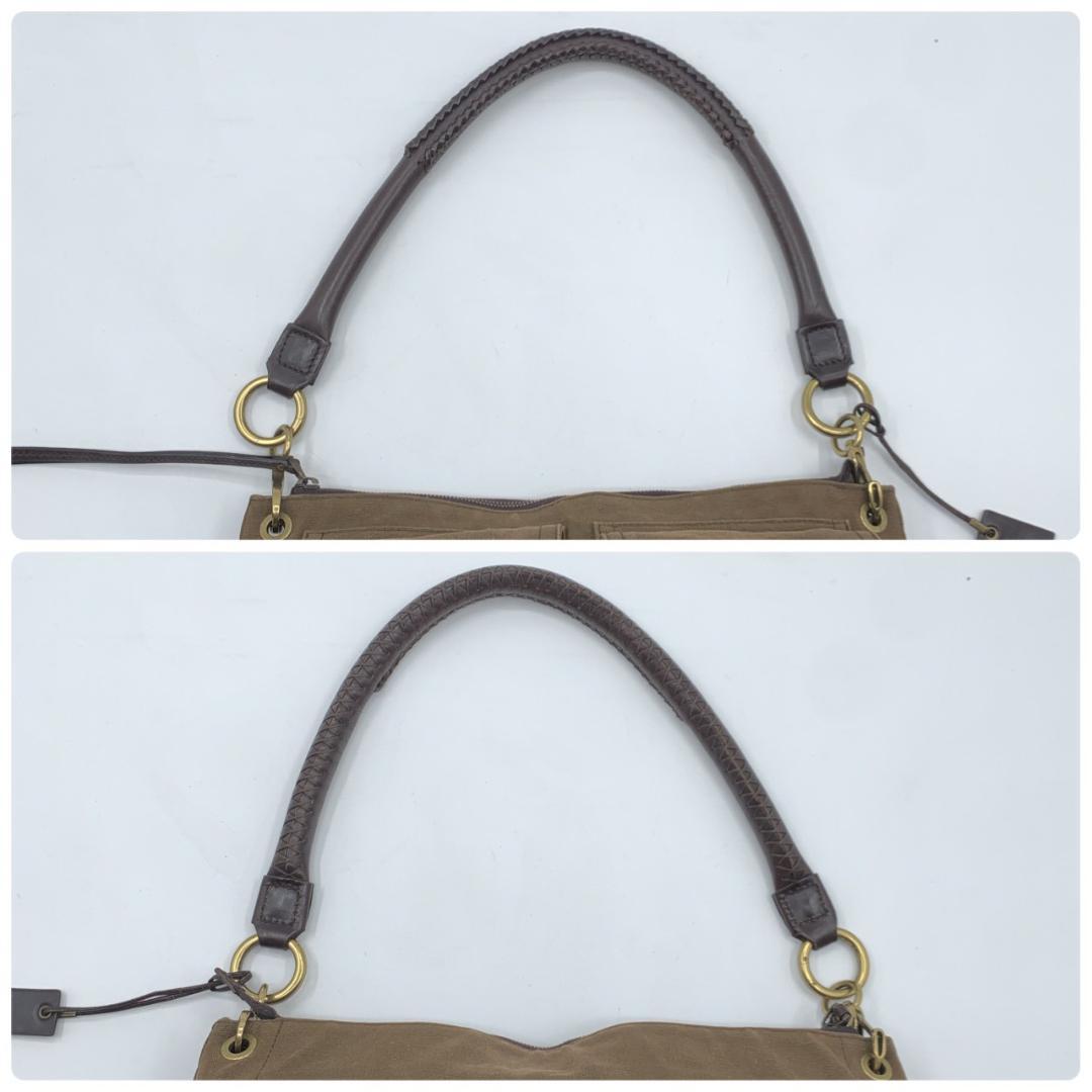 オールドグッチ ショルダーバッグ ハンドバック 真鍮色 キャンバス レザー