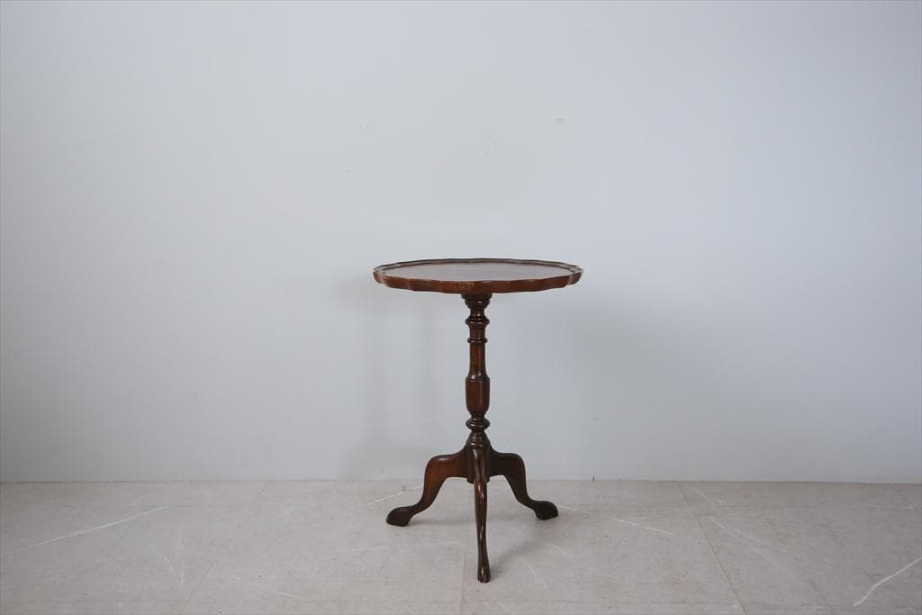 英国アンティーク木製ワインテーブル/サイドテーブル/丸机/飾り棚(89-283)