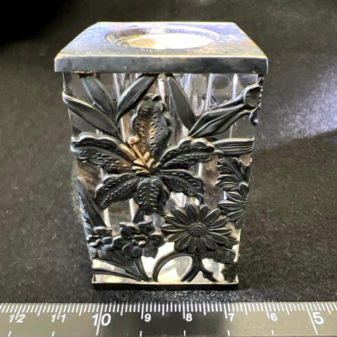 銀製刻印　透彫小花入　180g高さ6㎝　東Y7-1218☆2F