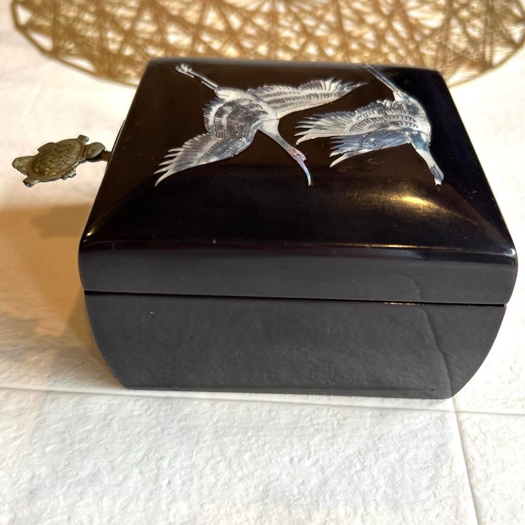 伝統工芸品精緻高級品　螺鈿宝石箱 和鶴 白蝶貝 年代物