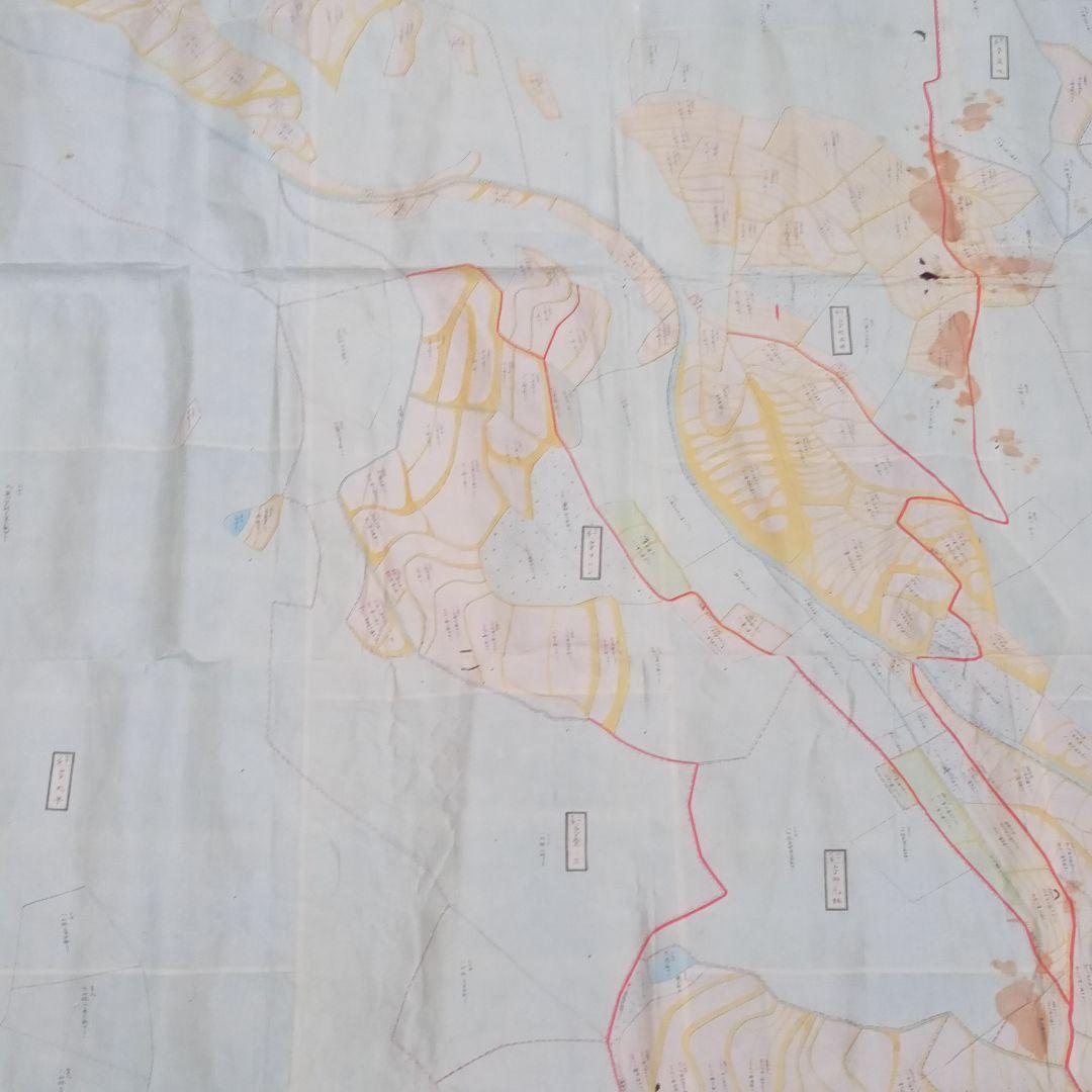 超特大　古地図　明治期　但馬國　七美郡　新屋村　全図　骨董　彩色　肉筆　古文書