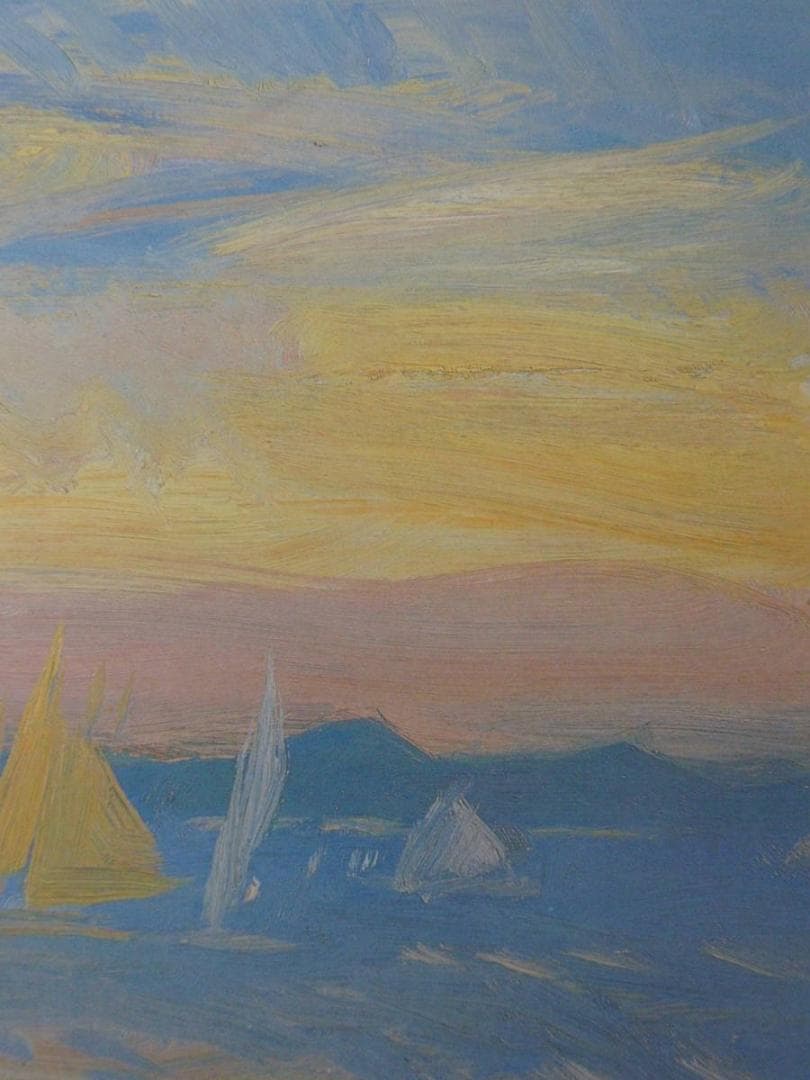 山下充、【ヨット　サントロペ】、希少な額装用画集より、新品額装付、状態良好