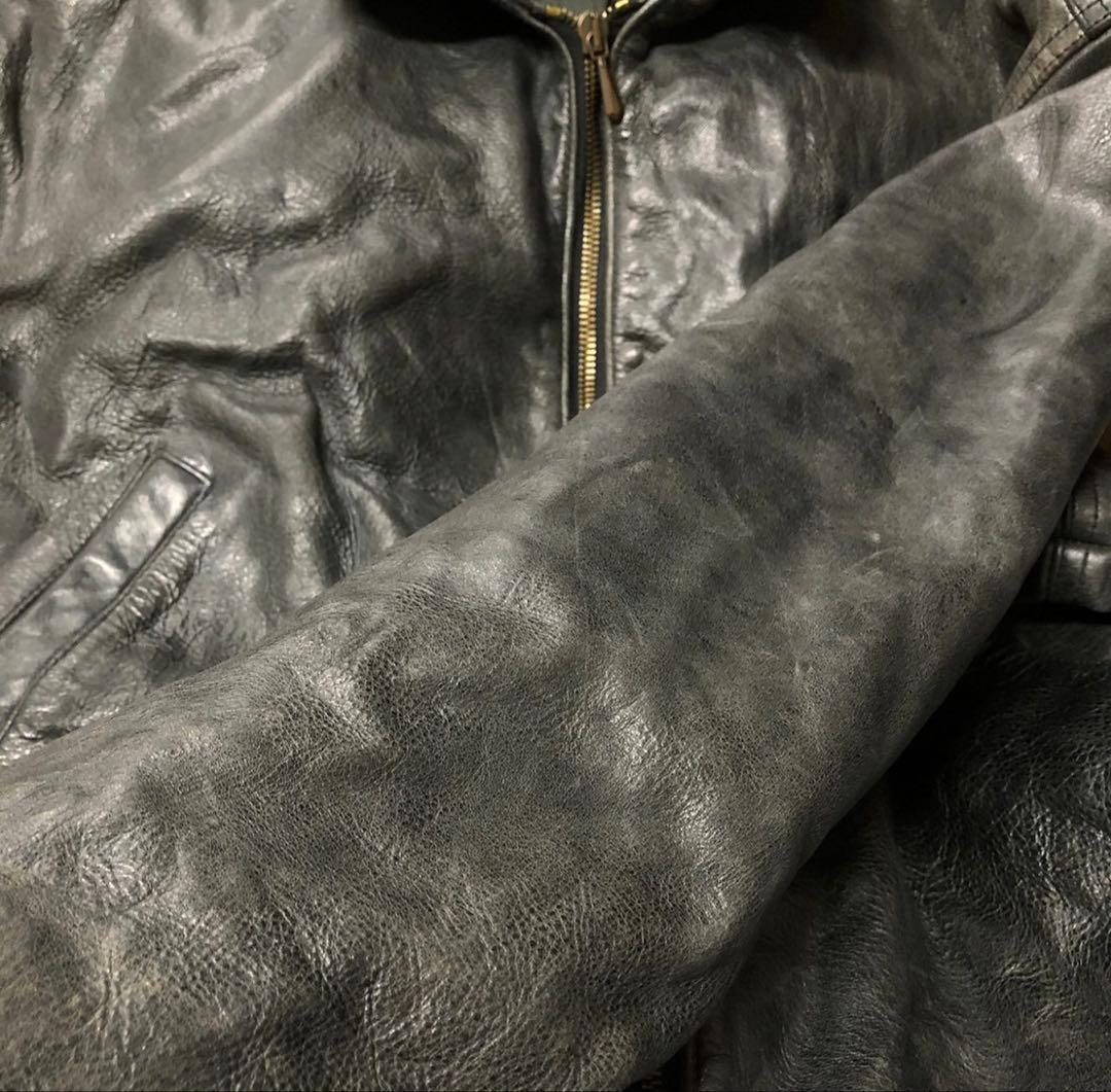 イワマツヒロシ　ユーロ　ビンテージ　クロップド丈　レザージャケット