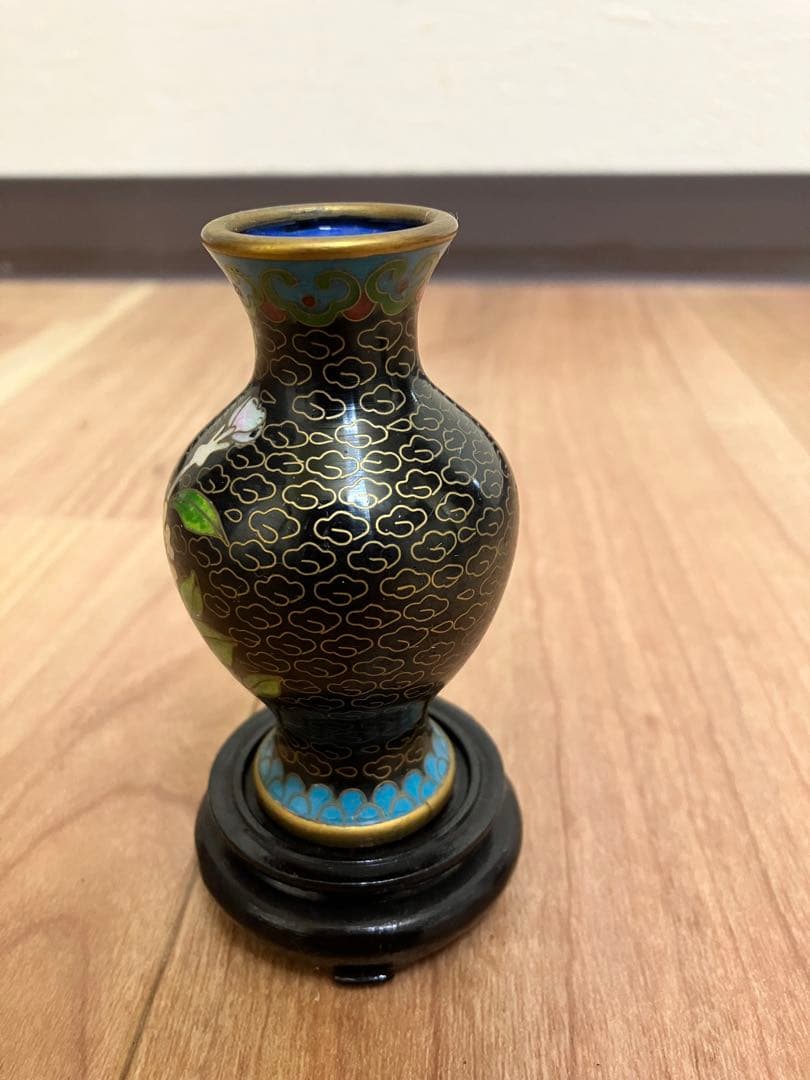 七宝焼　景泰藍　花瓶　2客　時代物　古美術　美術品　骨董品　古物　アンティーク