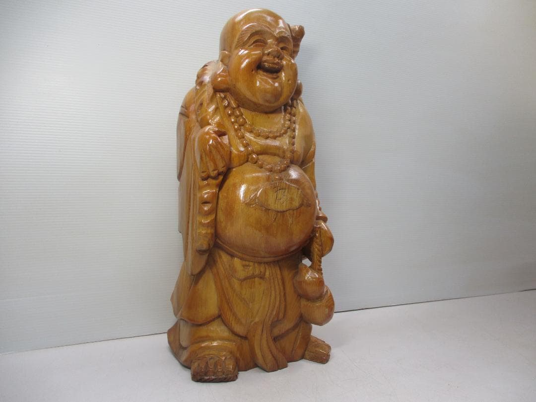 七福神 木彫り 布袋様 置物 木製 縁起物 開運 夫婦円満 笑門来福 58cm