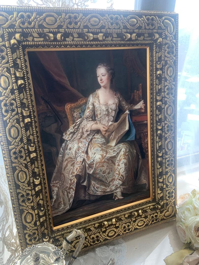 【名画複製】ポンパドゥール夫人肖像画 François Boucher作 大額装