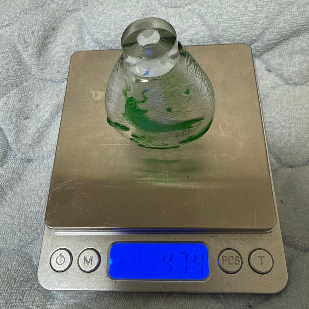 時代物　鼻炎壺　瑠璃硝子　鯉