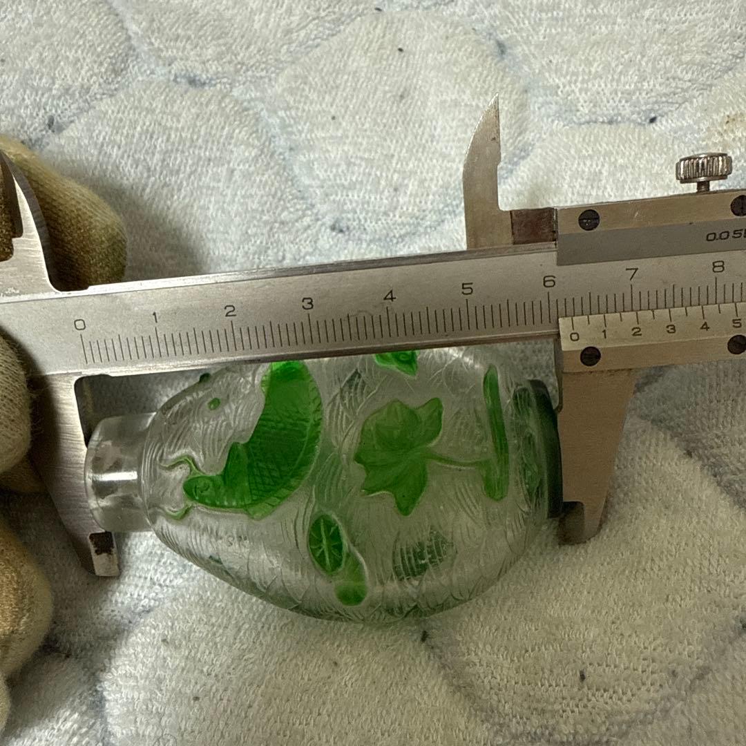 時代物　鼻炎壺　瑠璃硝子　鯉