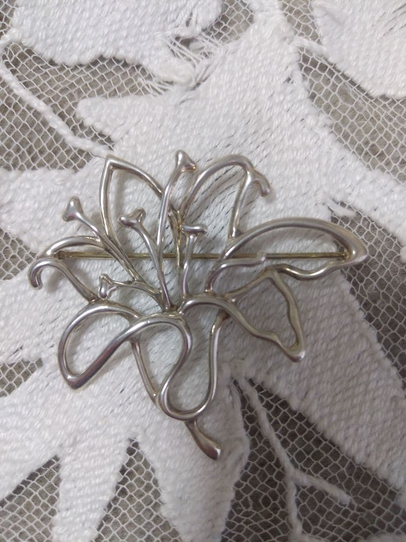 レア★TIFFANYティファニー★フラワーモチーフブローチ銀シルバー925ビーン