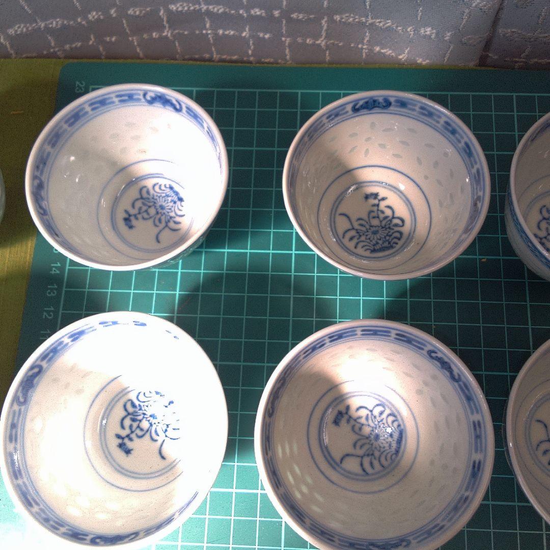 中古美術 ？ 青い花模様の陶器製小鉢12個セット 中古