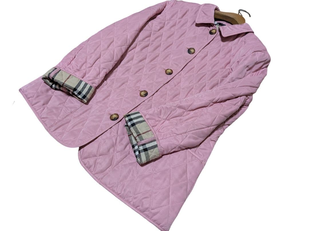 英国製 バーバリー ロンドン キルティングコート L相当 ピンク