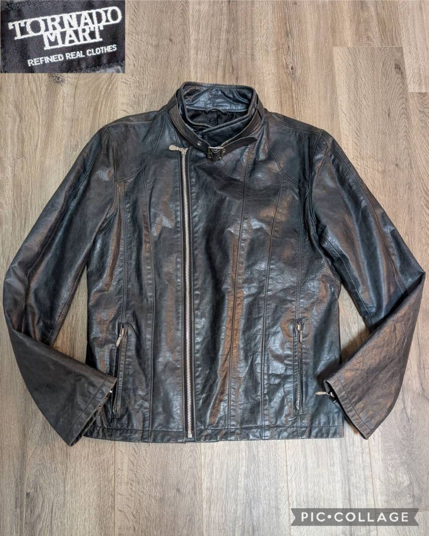 Y2K【当時モノ】TORNADOMARTホースハイド馬革セミダブルライダース