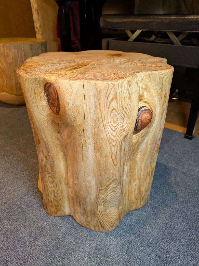 天然ヒバ　大型　切り株　丸太　椅子　スツール　テーブル　高さ約40.5㎝