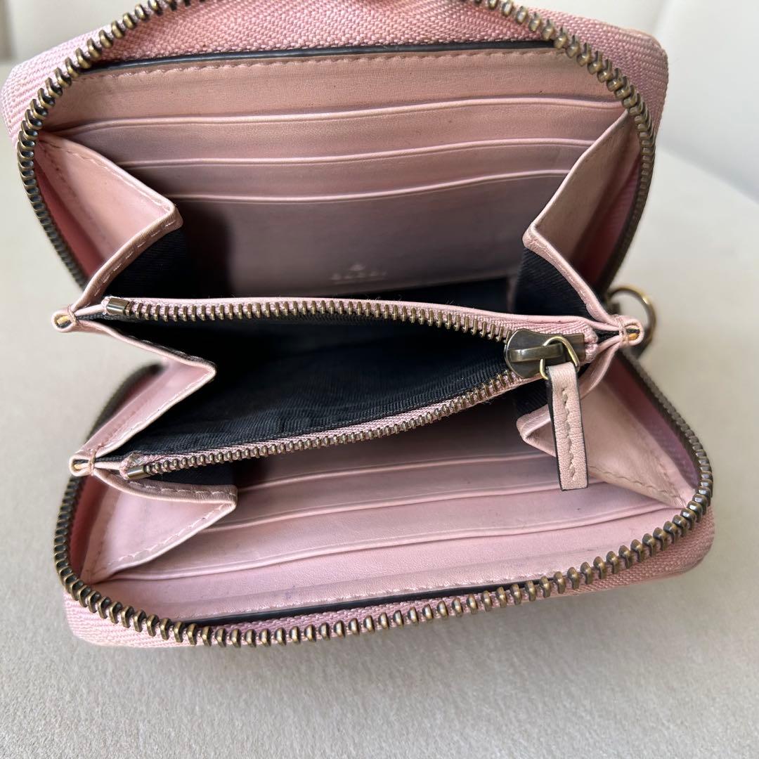 GUCCI グッチ GGマーモント コンパクト ウォレット ピンク ダブルG