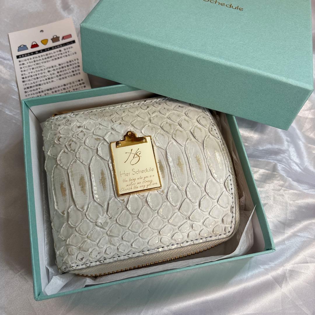 HerSchedule プラチナチャンス金箔ラグジュアリーパイソン 二つ折り財布