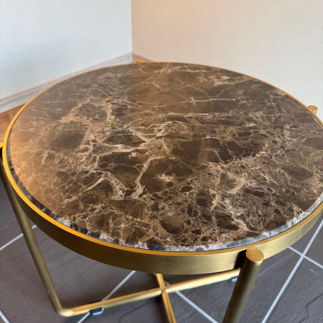 【最終価格】クラッシュゲート　コーヒーテーブル　サイドテーブル　ゴールド　関家具