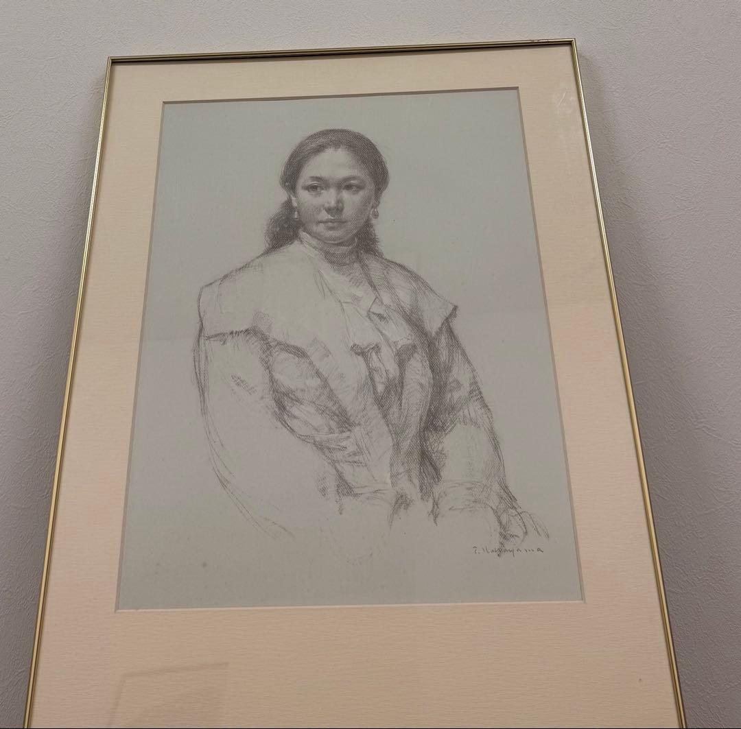 アンティーク ヴィンテージ 中山忠彦 人物画 絵画 レトロ